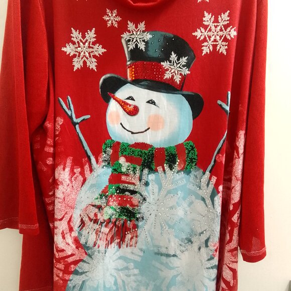 "Onque Casual", Snowman/Holiday/Christmas Long Sleeved, Ladies Top - Picture 3 of 4